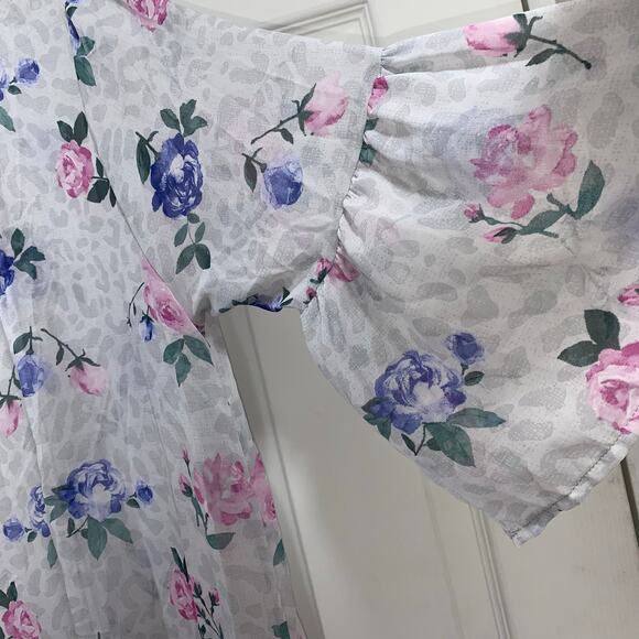 The Zig Zag Stripe Women's Long Open Cardigan Size M Sheer Floral - Picture 5 of 7